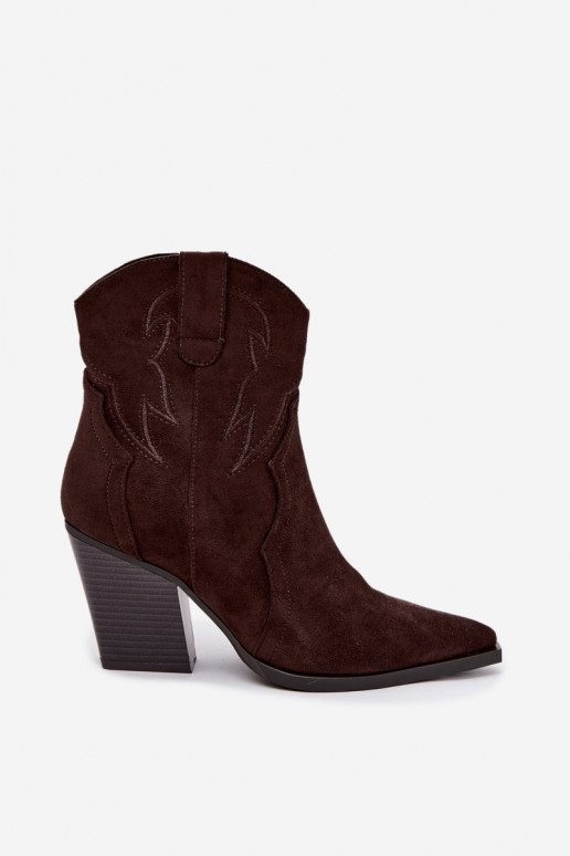 Bottines style cowboy pour femmes avec talons en couleur chocolat Berella