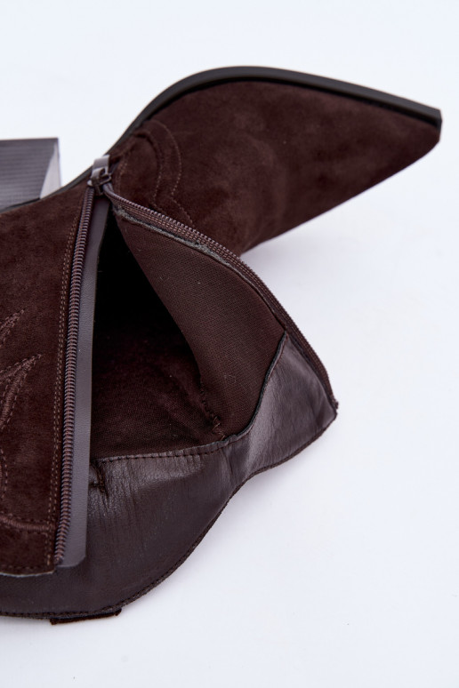 Bottines style cowboy pour femmes avec talons en couleur chocolat Berella