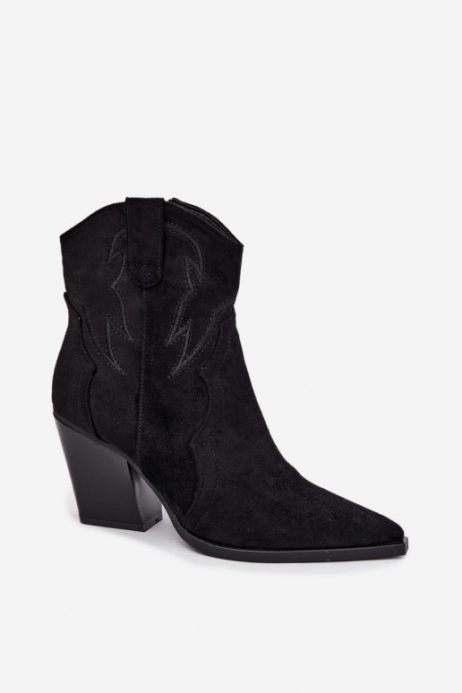 Bottines style cowboy pour femmes avec talons en couleur noire Berella