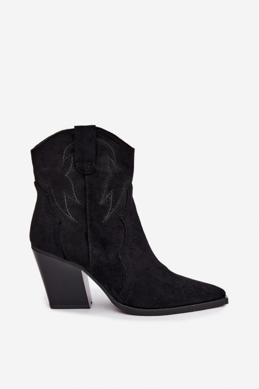 Bottines style cowboy pour femmes avec talons en couleur noire Berella