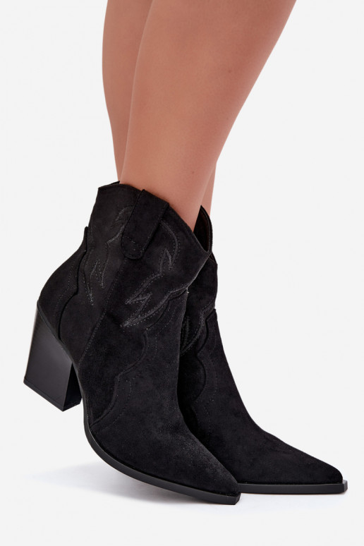 Bottines style cowboy pour femmes avec talons en couleur noire Berella