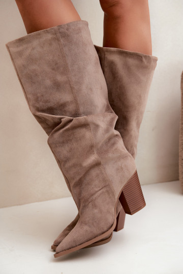 Bottes chaki à talons et volants Jensy 2