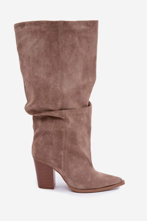 Bottes chaki à talons et volants Jensy