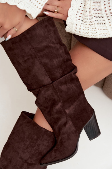 Bottes chocolat à talons et volants Jensy