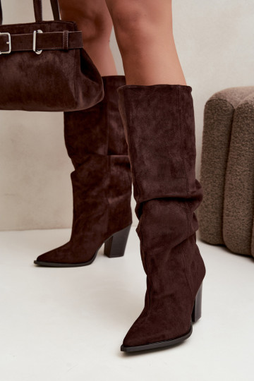 Bottes chocolat à talons et volants Jensy 2