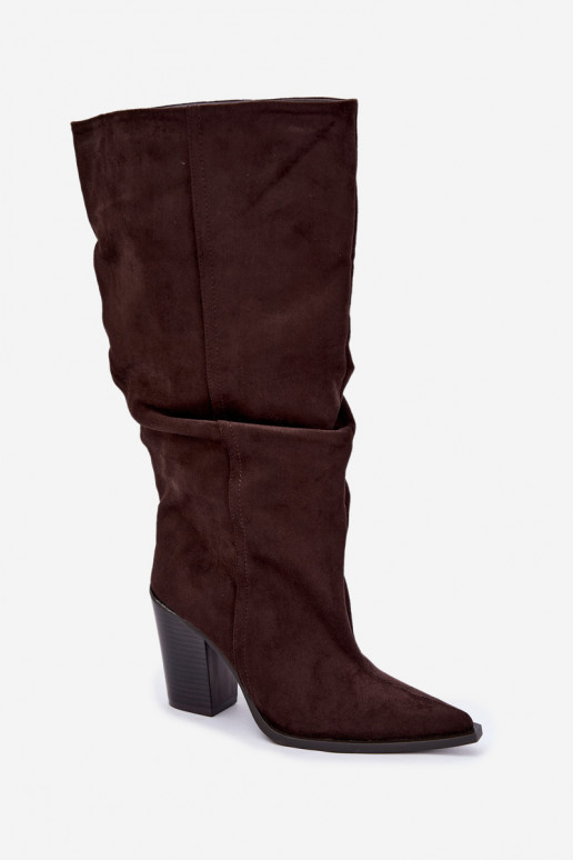 Bottes chocolat à talons et volants Jensy