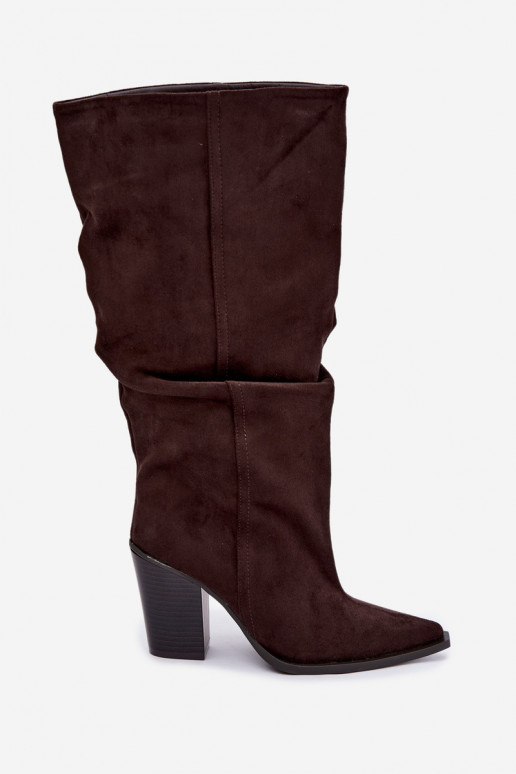 Bottes chocolat à talons et volants Jensy