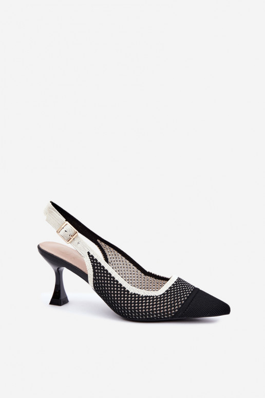 Sandales à talons hauts ajourées noires Evania