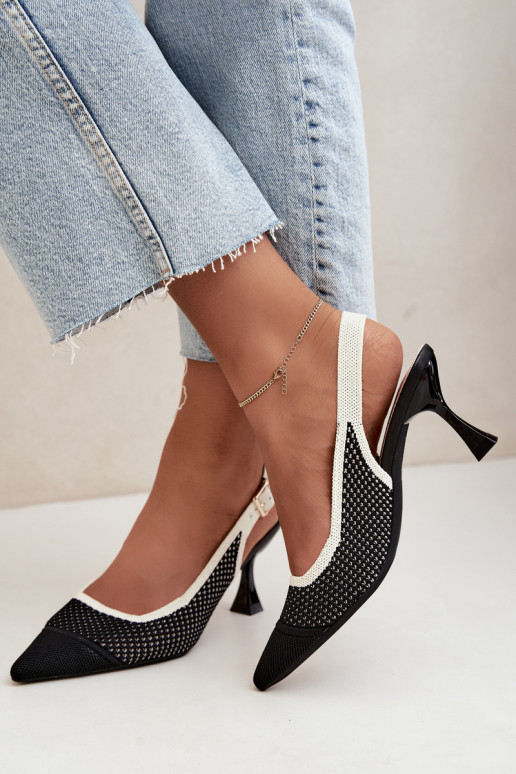 Sandales à talons hauts ajourées noires Evania