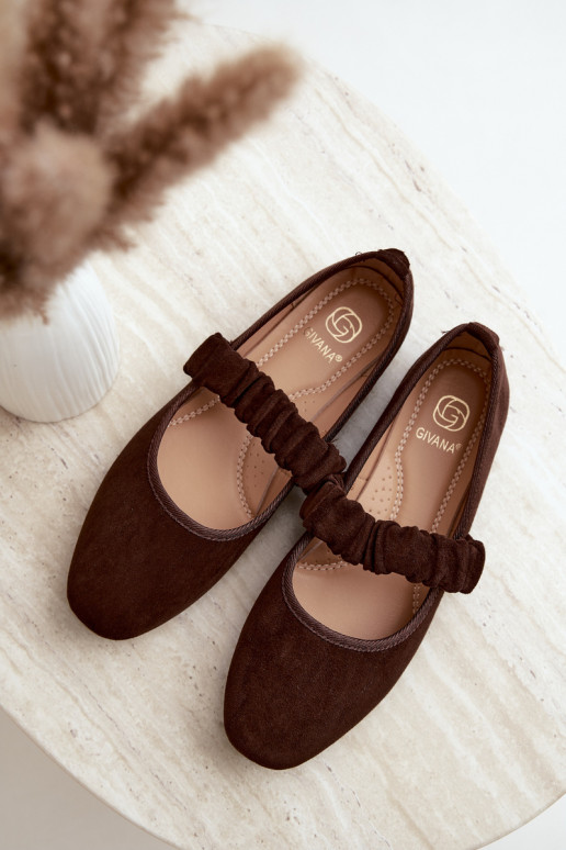 Ballerines chocolat avec des sangles sculptées Loreya