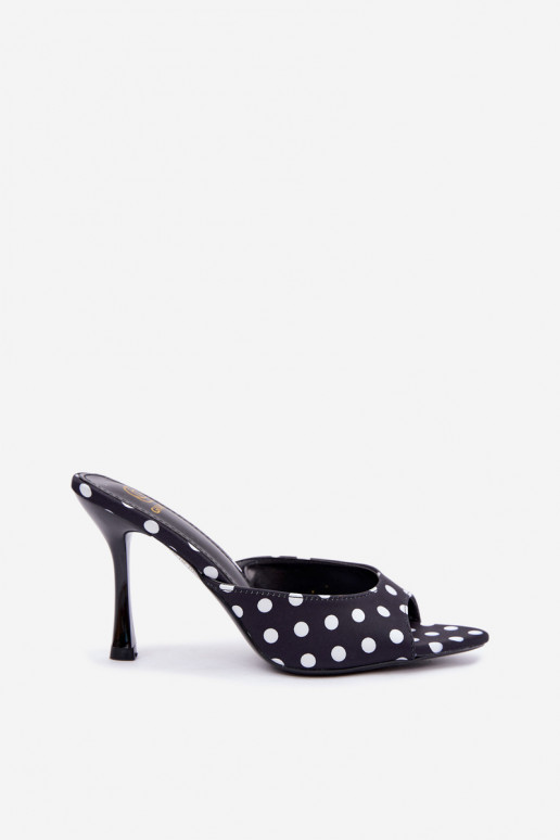 Sandales à talons fins et pois couleur noire Pevra