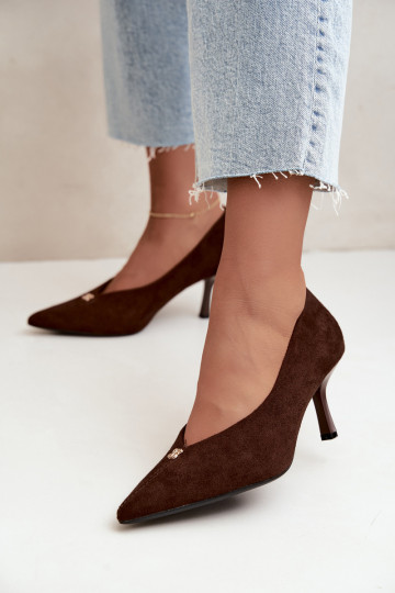 Sandales en suédine avec détails dorés couleur chocolat Adessa