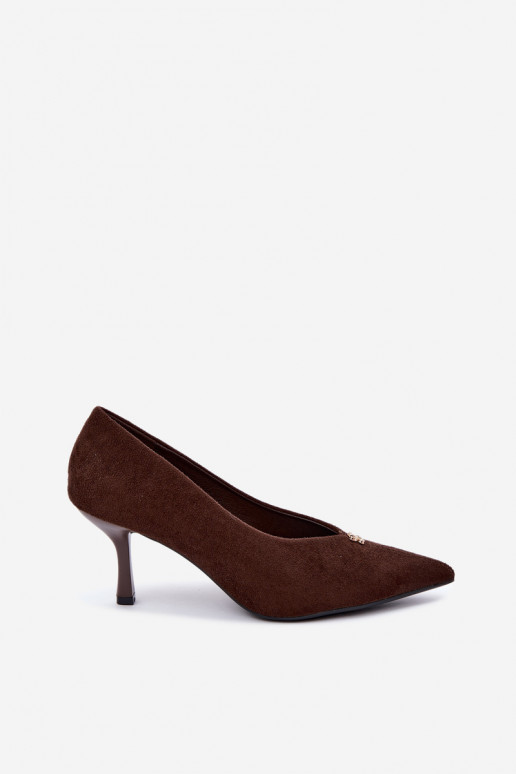 Sandales en suédine avec détails dorés couleur chocolat Adessa