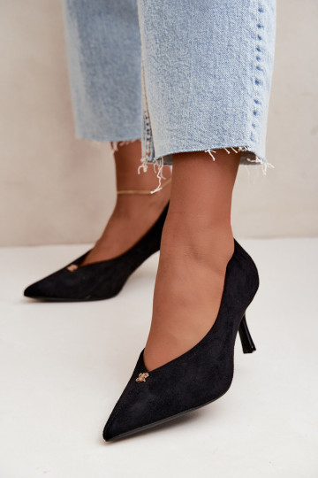 Sandales en suédine avec détails dorés couleur noire Adessa 2