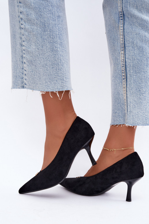 Sandales en suédine avec détails dorés couleur noire Adessa