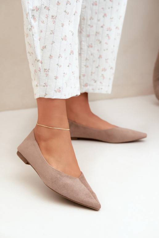Ballerines à bouts pointus en daim synthétique couleur sable Corabella