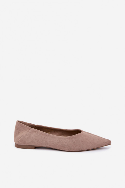 Ballerines à bouts pointus en daim synthétique couleur sable Corabella