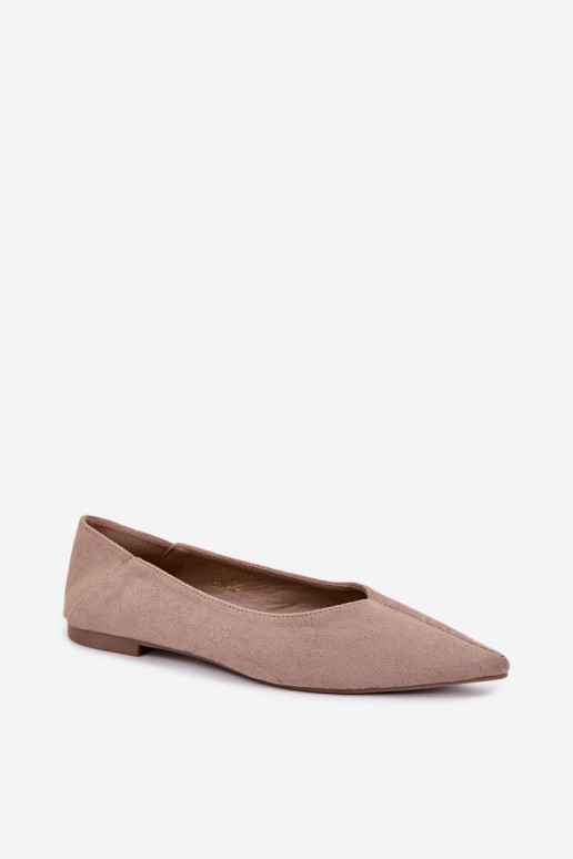 Ballerines à bouts pointus en daim synthétique couleur sable Corabella
