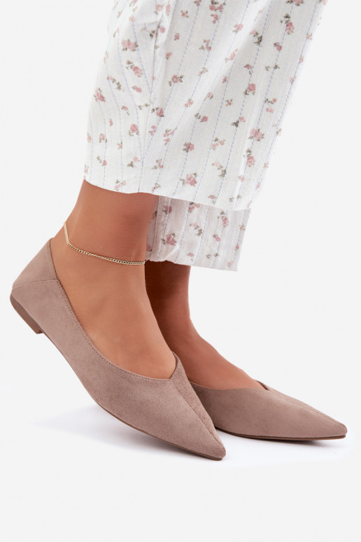 Ballerines à bouts pointus en daim synthétique couleur sable Corabella