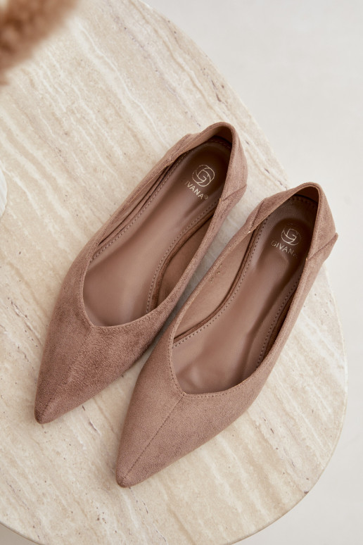 Ballerines à bouts pointus en daim synthétique couleur sable Corabella