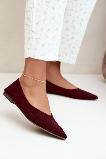 Ballerines à bouts pointus en daim synthétique couleur bordeaux Corabella 2