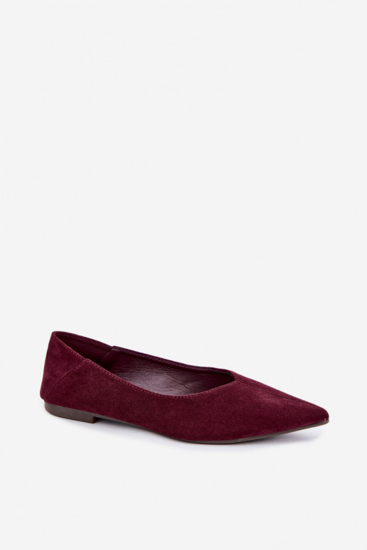 Ballerines à bouts pointus en daim synthétique couleur bordeaux Corabella
