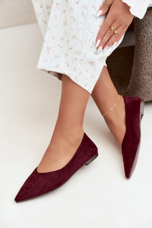 Ballerines à bouts pointus en daim synthétique couleur bordeaux Corabella