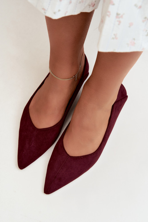 Ballerines à bouts pointus en daim synthétique couleur bordeaux Corabella