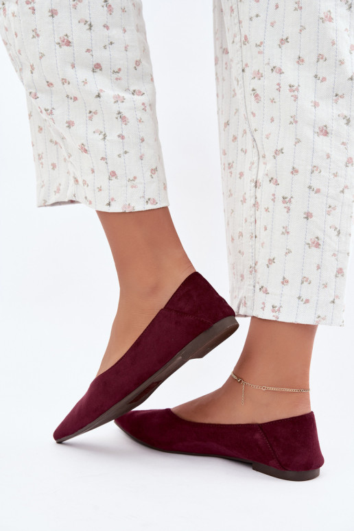 Ballerines à bouts pointus en daim synthétique couleur bordeaux Corabella
