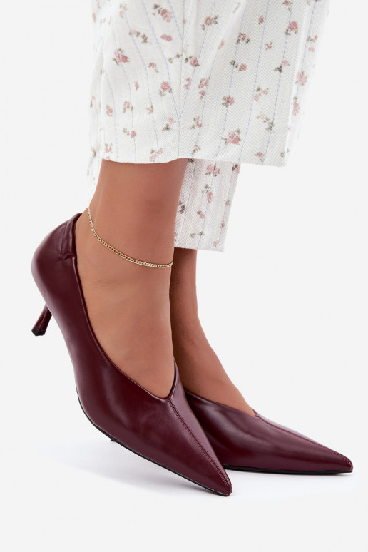 Talons avec broderie et éléments décoratifs couleur bordeaux Dalis