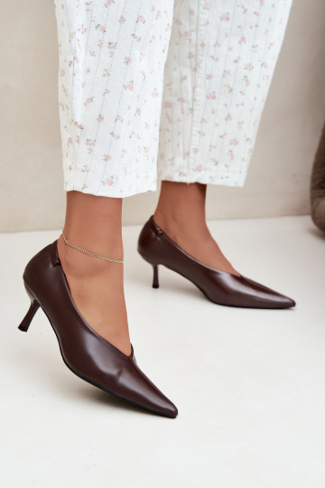 Talons avec broderie et éléments décoratifs couleur chocolat Dalis 2