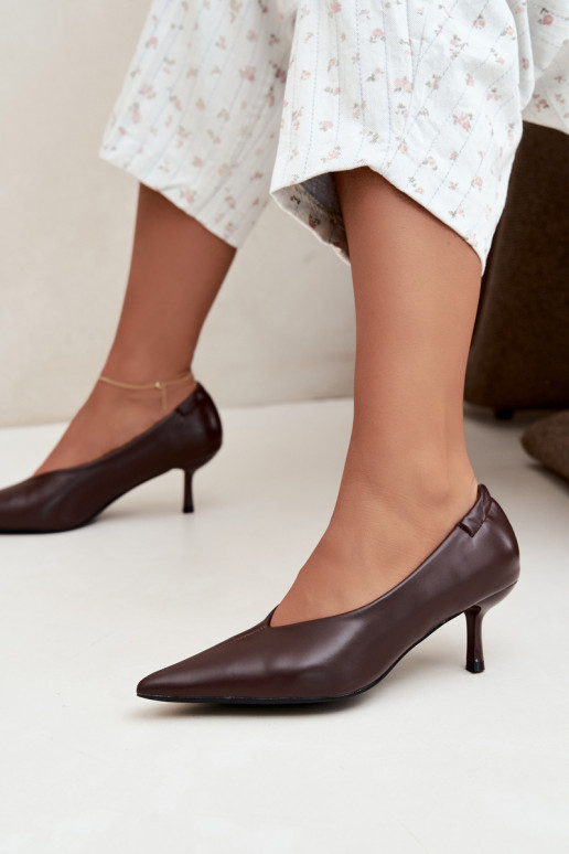 Talons avec broderie et éléments décoratifs couleur chocolat Dalis
