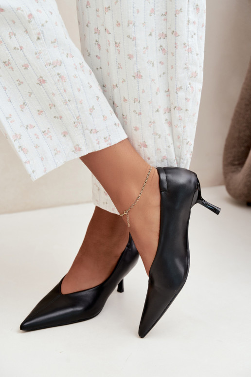 Talons avec broderie et éléments décoratifs couleur noire Dalis