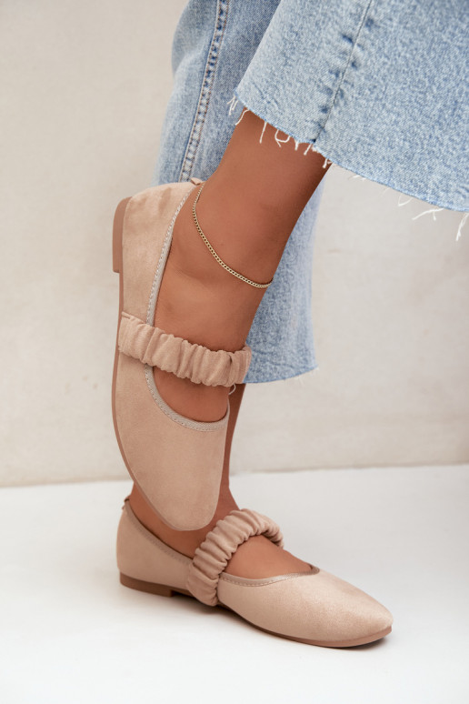 Ballerines avec des rubans décoratifs couleur sable Loreya