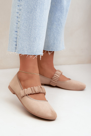 Ballerines avec des rubans décoratifs couleur sable Loreya 2