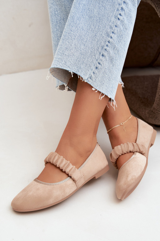 Ballerines avec des rubans décoratifs couleur sable Loreya