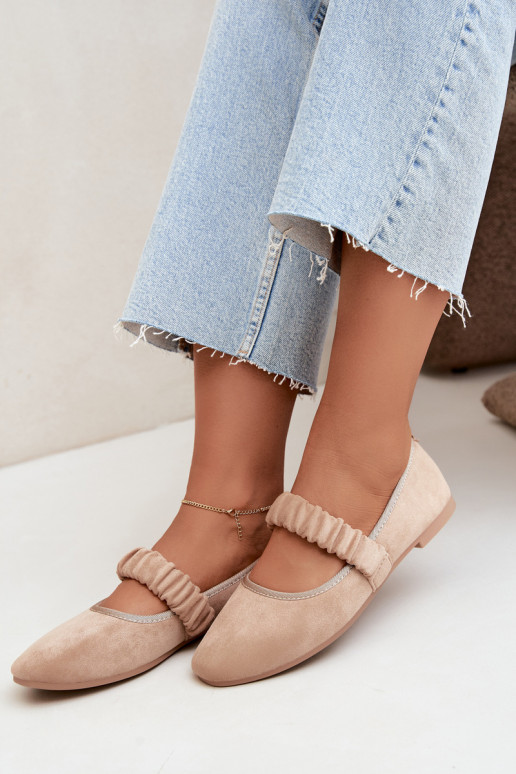 Ballerines avec des rubans décoratifs couleur sable Loreya