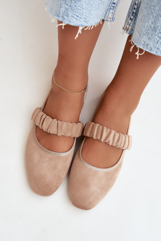 Ballerines avec des rubans décoratifs couleur sable Loreya