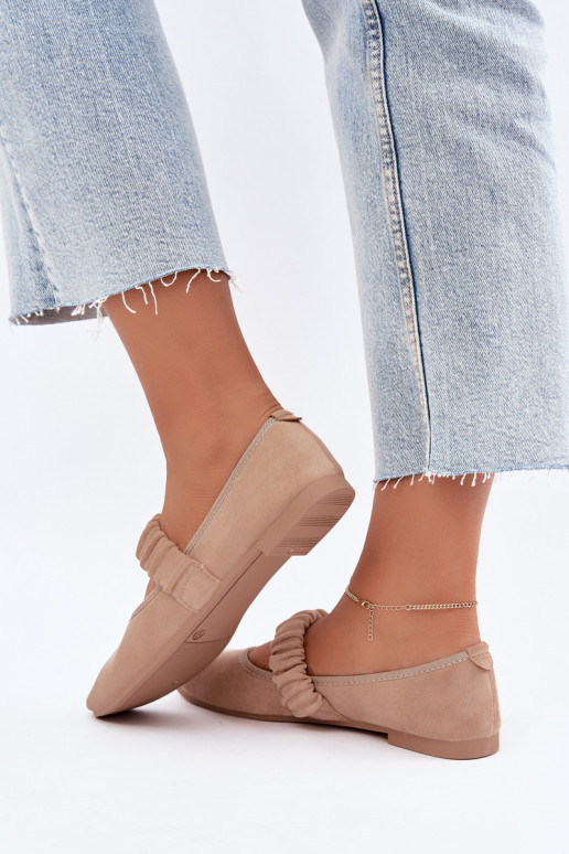 Ballerines avec des rubans décoratifs couleur sable Loreya