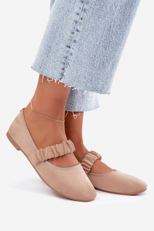Ballerines avec des rubans décoratifs couleur sable Loreya