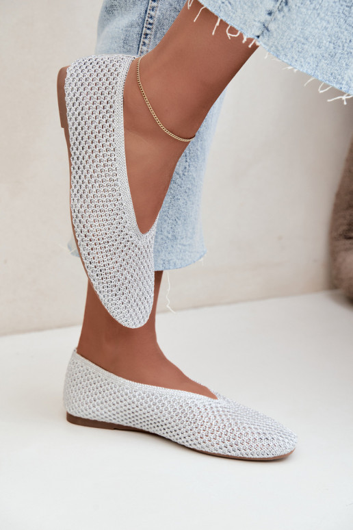 Ballerines avec motifs et résille couleur argent Calmore