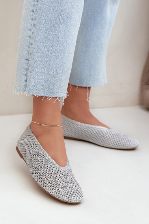 Ballerines avec motifs et résille couleur argent Calmore