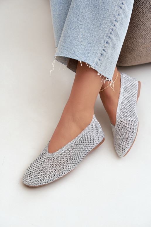 Ballerines avec motifs et résille couleur argent Calmore
