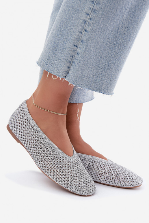 Ballerines avec motifs et résille couleur argent Calmore