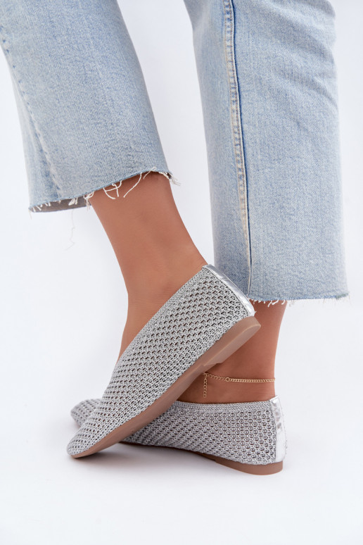 Ballerines avec motifs et résille couleur argent Calmore