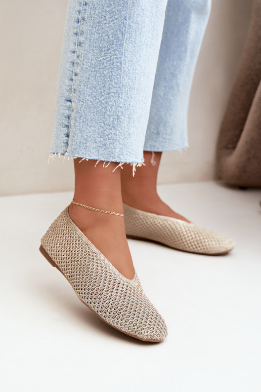 Ballerines avec motifs et résille couleur or Calmore