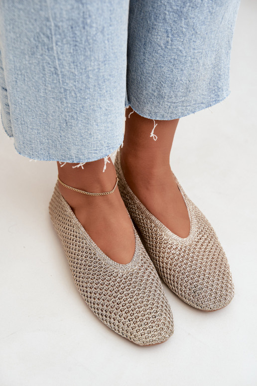 Ballerines avec motifs et résille couleur or Calmore