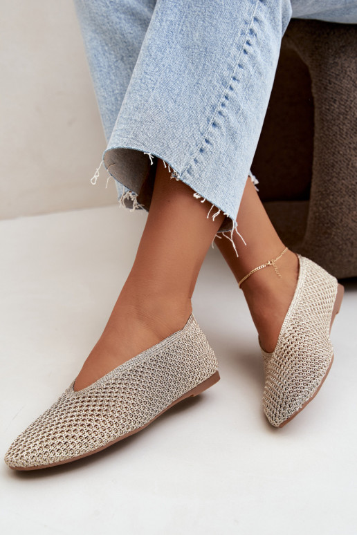 Ballerines avec motifs et résille couleur or Calmore