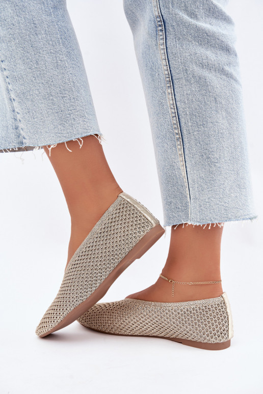 Ballerines avec motifs et résille couleur or Calmore