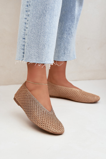 Ballerines avec motifs et résille couleur champagne Calmore 2